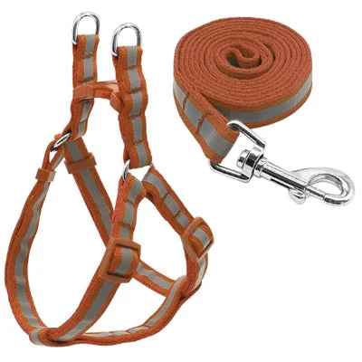 ---Reflective Chihuahua Harness and Lead Brown Strong Webbing