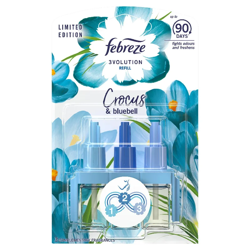 ---Febreze Volution Air Freshener Plug in Refill Crocus & Bluebell x3 20ml