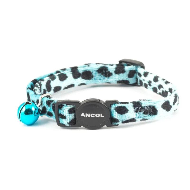 - ​​Christmas pet Christmas clothingCat Collar Ancol Leopard Print Safety Turquoise