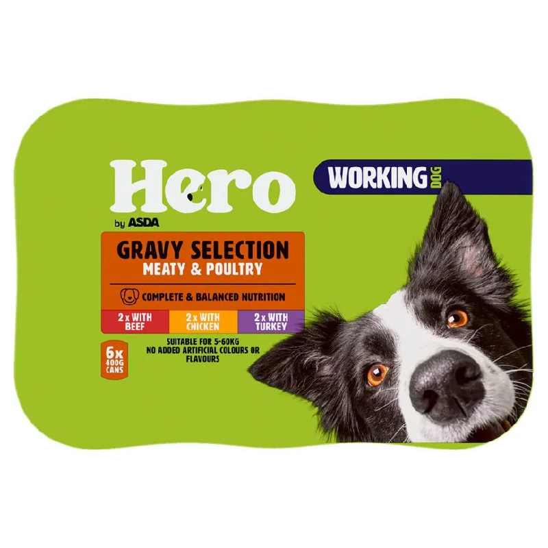 - Custom pet birthday cakeAsda Hero Working Dog Gravy Selection Meaty & Poultry 6 x 400g (2.4kg)