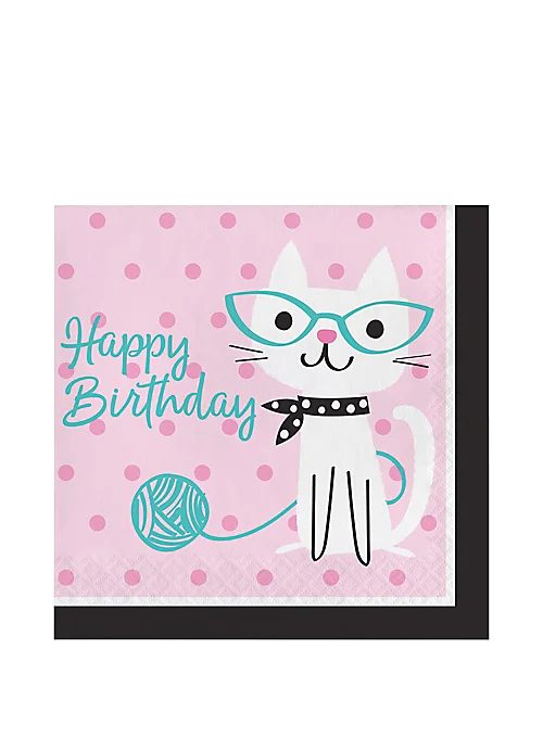    - Senior cat food  Purr-fect Cat "Happy Birthday" Lunch Napkins | 16ct