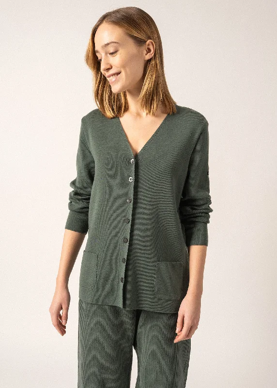 - Air box TSA certified check-inBlainville V neck cardigan - buttoned, in soft wool (VEGETAL)