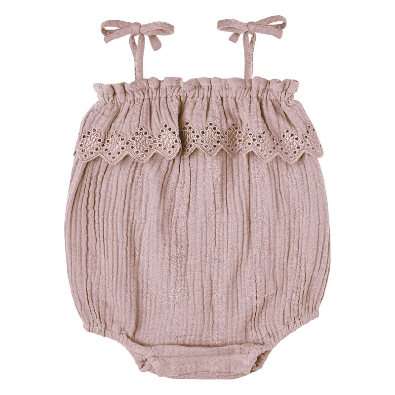 ---Rylee and Cru Mauve Ruffle Romper - Mauve