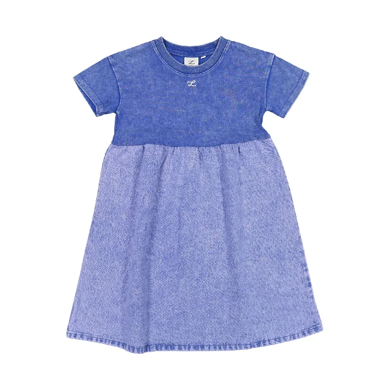 - Summer pet ice matL by Ladida Blue Denim Short Sleeve Dress