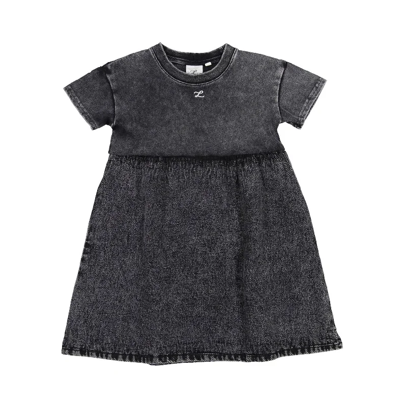 - Custom pet birthday cakeL by Ladida Black Denim Short Sleeve Dress