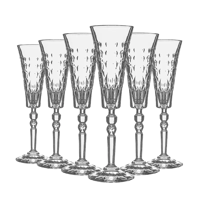  -Splash-proof food bowl AND Anti-choking slow food bowl169ml Marilyn Champagne Flutes - Pack of Six - By RCR Crystal