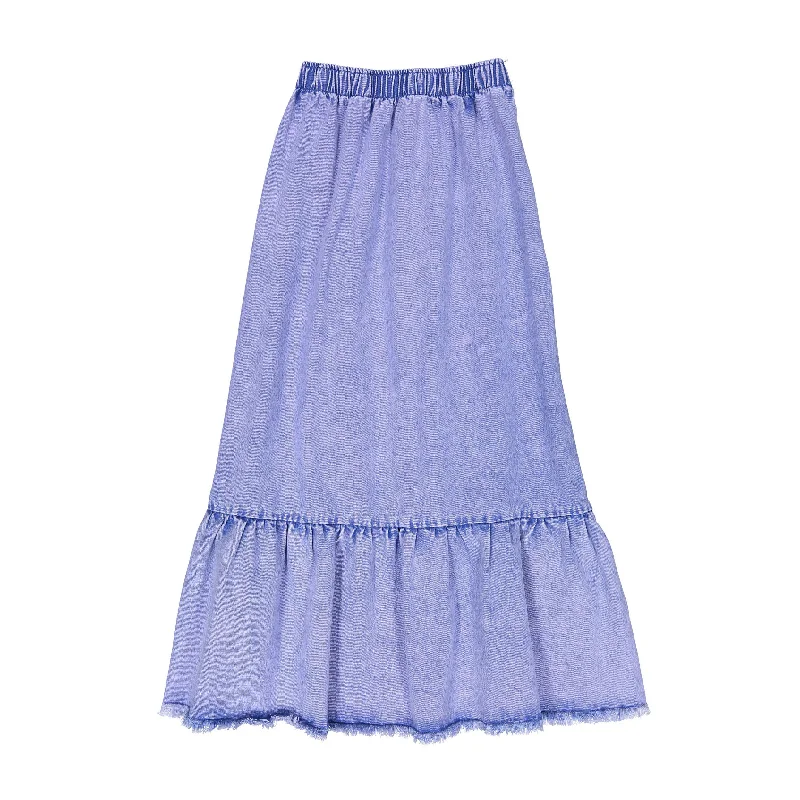 - Pet fence foldable indoorL by Ladida Blue Denim Ruffle Maxi Skirt