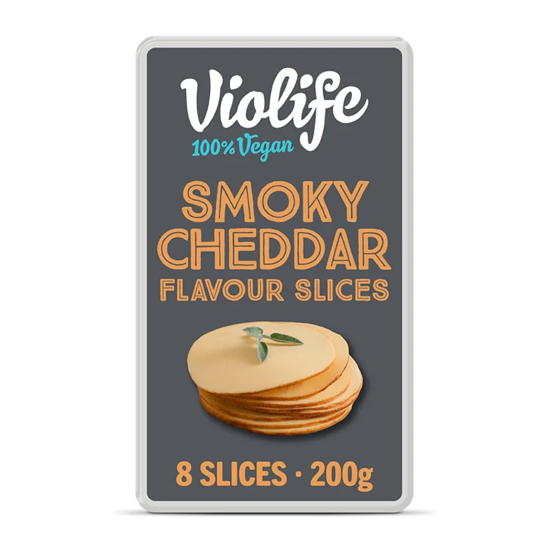 ---Violife Smoky Cheddar Flavour Slices Vegan Alternative to Cheese 200g