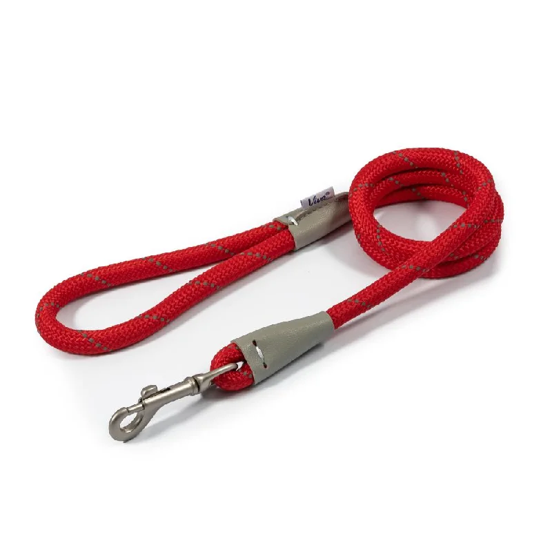 Pet ProductsAncol Viva Dog Rope Lead Snap Hook Reflective Red 2 Sizes