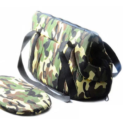 ---Padded Travel Shoulder Bag Green Camouflage Dog Carrier 2 Sizes