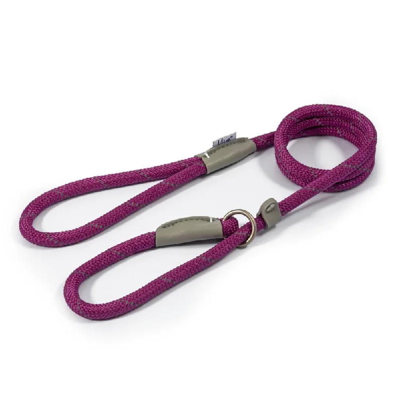 ---Ancol Viva Dog Rope Slip Lead Reflective Weave Purple 4 Sizes