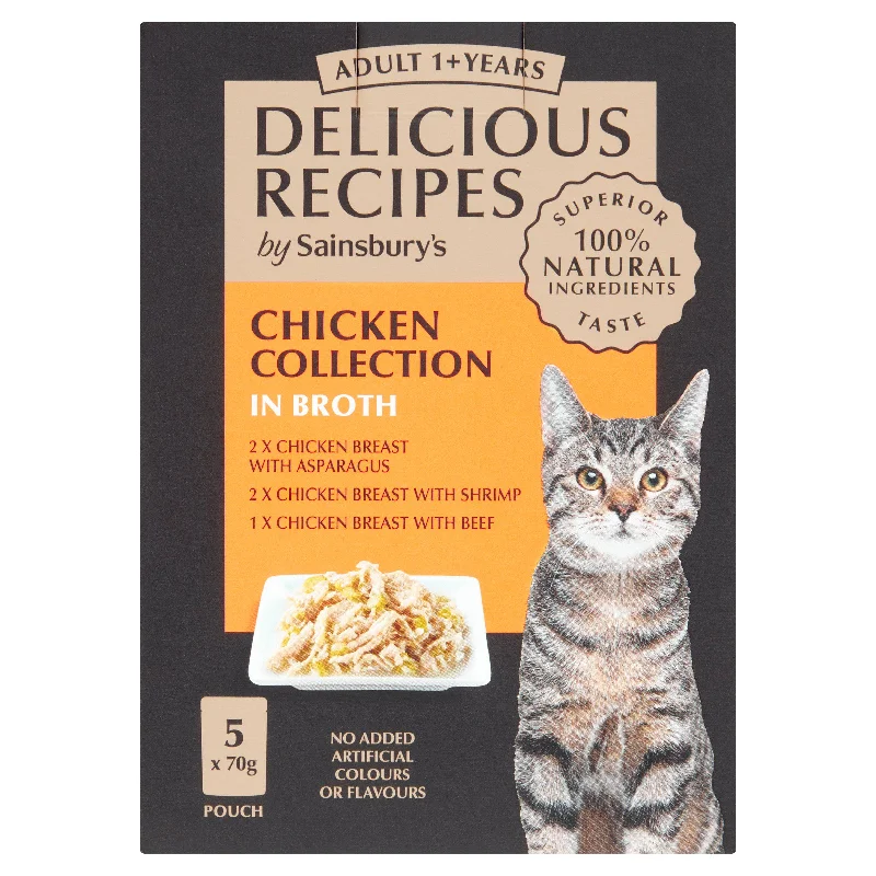 Pet ProductsSainsbury's Delicious Recipes Chicken Collection in Broth Adult 1+ Years 5x70g